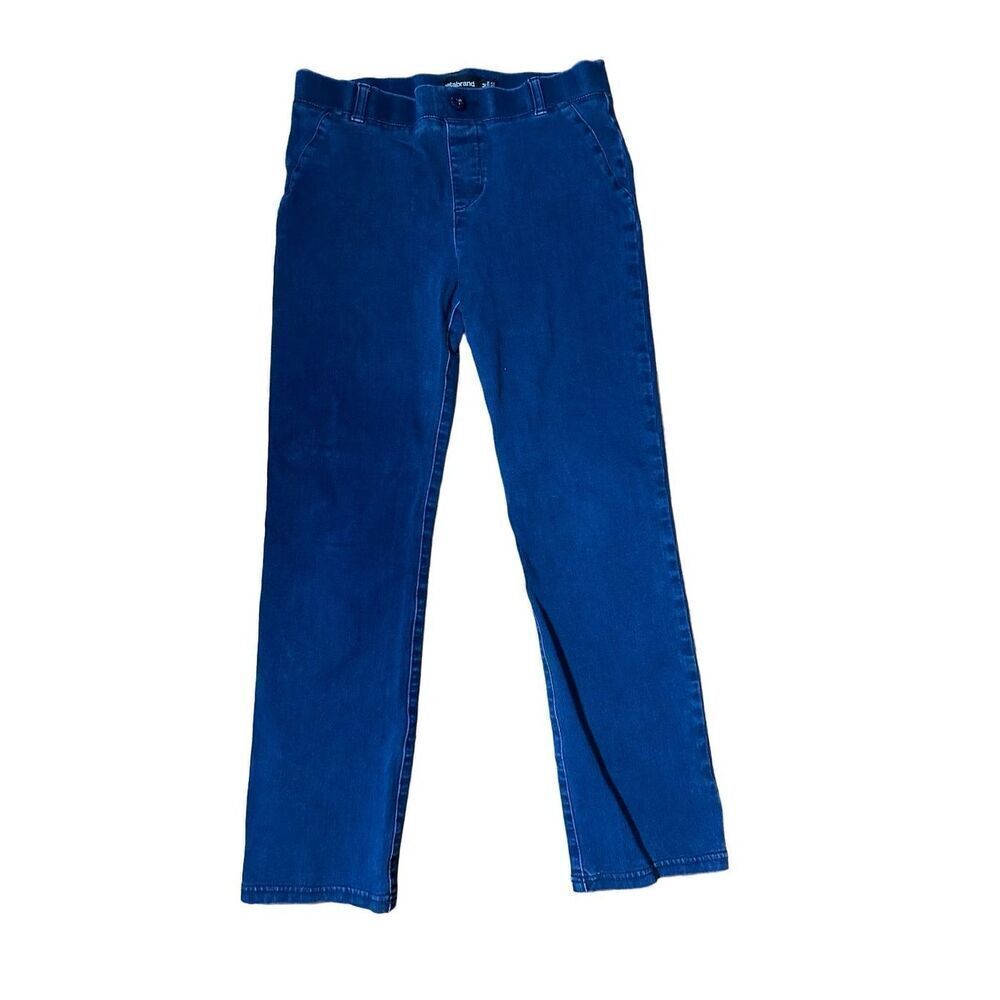 Betabrand Womenās Jeans Yoga Mid RiseāSlim Straight Fit Dark Wash Pull-On Size M